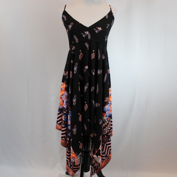 Express Dresses & Skirts - Express Handkerchief Black Floral Midi Dress